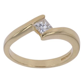 18ct Yellow Gold 0.33ct Princess Cut Diamond Solitaire Ring