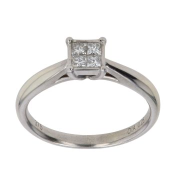 9ct White Gold 0.25ct Princess Cut Diamond Cluster Ring