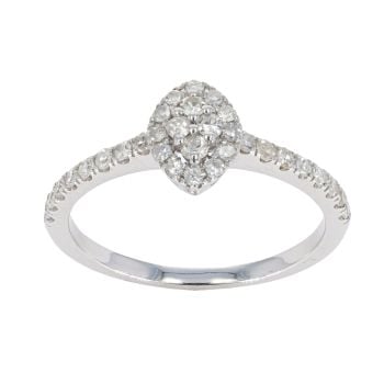 9ct White Gold Diamond Marquise Cluster Ring by Anya Belle