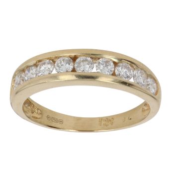 18ct Yellow Gold 0.75ct Brilliant Cut Diamond Half Eternity Ring