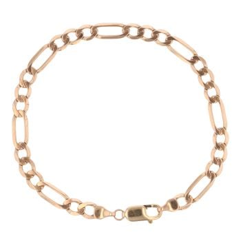 9ct Yellow Gold Figaro Bracelet 8"