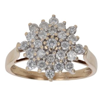 9ct Yellow Gold 1.00ct Brilliant Cut Diamond Cluster Ring