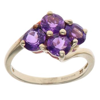 9ct Yellow Gold Amethyst Fancy Cluster Ring