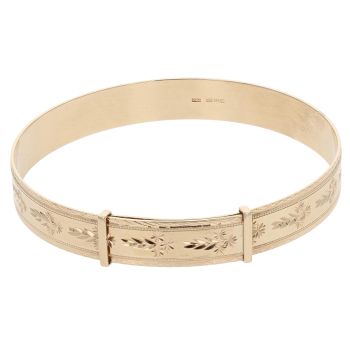 9ct Yellow Gold Patterned Expanding Bangle