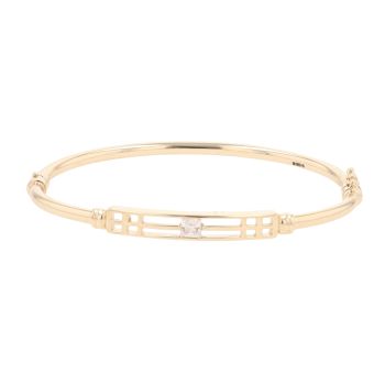 9ct Yellow Gold Cubic Zirconia Rennie Mac Hinged Bangle