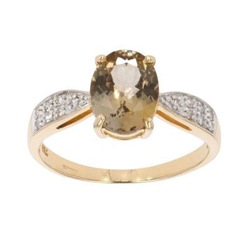 18ct Yellow Gold Peridot And 0.15ct Diamond Ring