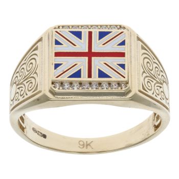 9ct Yellow Gold Union Jack Flag Signet Ring