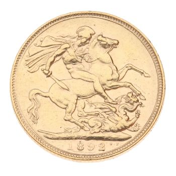 1892 Victoria Jubilee Head UK Full Sovereign Coin