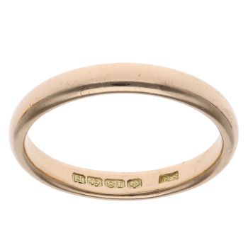 18ct Yellow Gold Plain Wedding Band 3mm