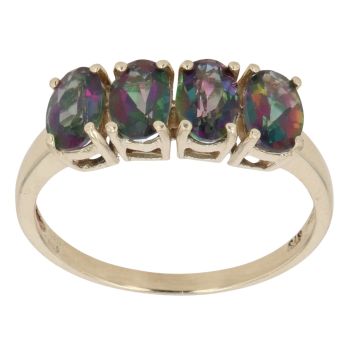 9ct Yellow Gold Mystic Topaz Four Stone Ring