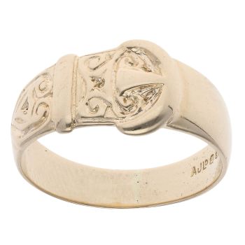 9ct Yellow Gold Patterned Buckle Ring