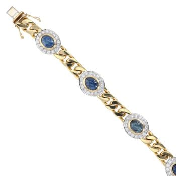 18ct Yellow And White Gold 3.00ct Diamond And Sapphire Bracelet 7.5"