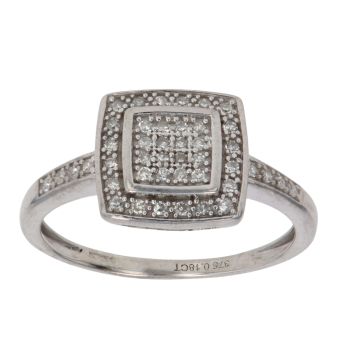 9ct White Gold 0.18ct Brilliant Cut Diamond Cluster Ring