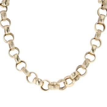 9ct Yellow Gold Patterned and Plain Belcher Chain 24"