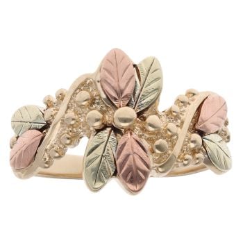 9ct Yellow, White And Rose Gold Floral Ring