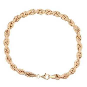 14ct Yellow Gold Rope Bracelet 8"