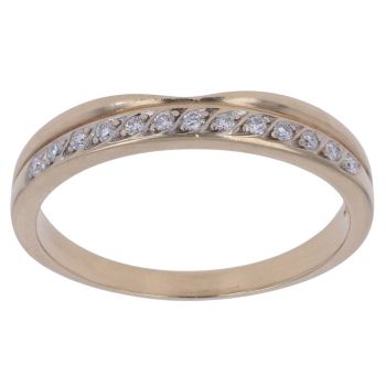9ct Yellow Gold 0.10ct Brilliant Cut Diamond Wishbone Ring