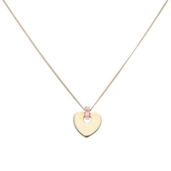 9ct Yellow and Rose Gold Cariad Heart Clogau Pendant and Chain 22"