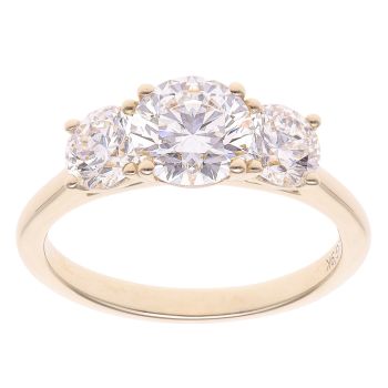 9ct Yellow Gold 2.30ct Brilliant Cut Lab Grown Diamond Trilogy Ring