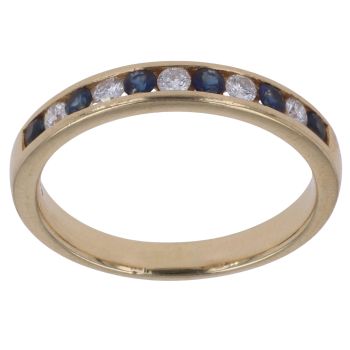 18ct Yellow Gold 0.15ct Diamond and Sapphire Ring