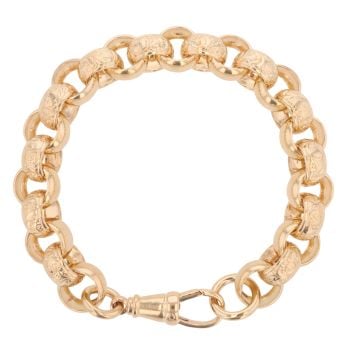 9ct Yellow Gold Patterned Belcher Bracelet 9.5"