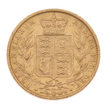 1872 Victoria Young Head UK Full Sovereign Coin