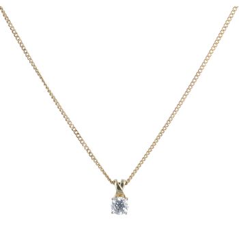 9ct Yellow Gold Cubic Zirconia Solitaire Pendant and Chain 18"