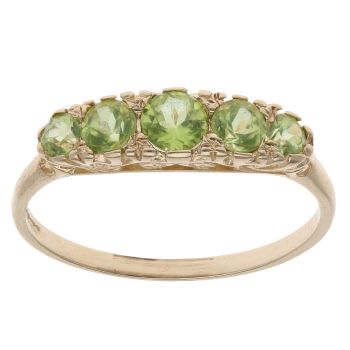 9ct Yellow Gold Peridot Five Stone Ring