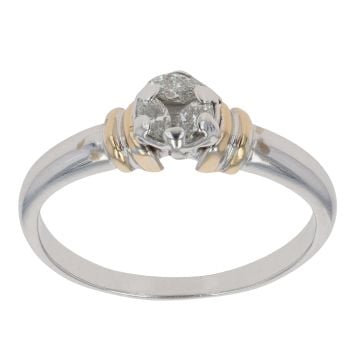 18ct Yellow and White Gold 0.25ct Trillion Cut Diamond Cluster Ring