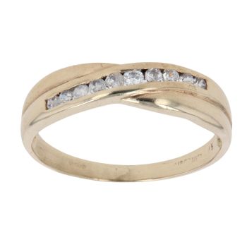 9ct yellow Gold Cubic Zirconia Crossover Ring