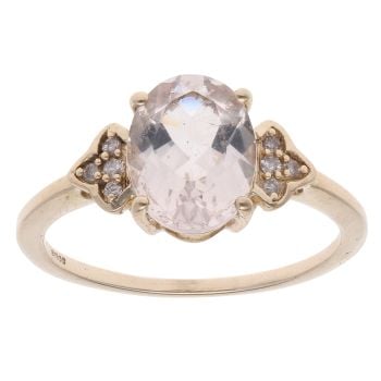 9ct Yellow Gold 0.05ct Diamond and Morganite Ring