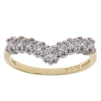 18ct Yellow Gold Brilliant Cut 0.50ct Diamond Wishbone Ring