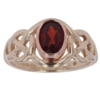 9ct Yellow and Rose Gold Garnet Celtic Patterned Clogau Ring