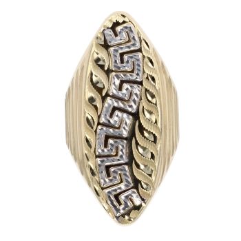 14ct Yellow And White Gold Greek Key Ring