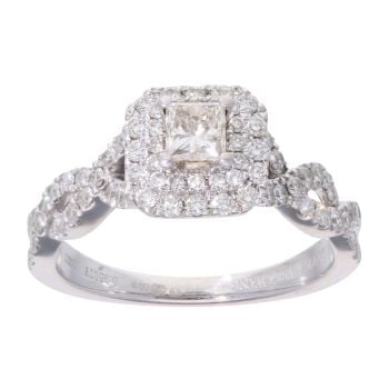 18ct White Gold 0.95ct Diamond Princess Cut Cluster Ring