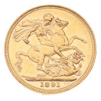 1891 Victoria Jubilee Head Australia Full Sovereign Coin