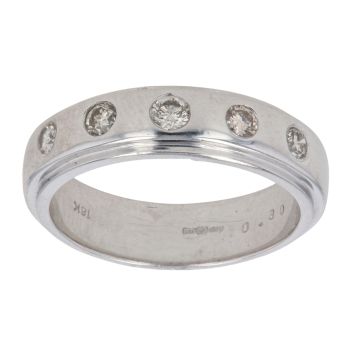 18ct White Gold 0.30ct Diamond Five Stone Wedding Band 5mm