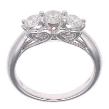 9ct White Gold 0.50ct Brilliant Cut Diamond Trilogy Ring