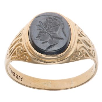 9ct Yellow Gold Hematite Centurion Signet Ring