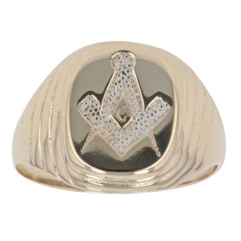 9ct Yellow Gold Patterned Masonic Signet Ring
