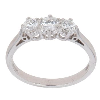 18ct White Gold 0.50ct Brilliant Cut Diamond Trilogy Ring
