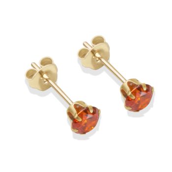 9ct Yellow Gold Flame Cubic Zirconia Stud Earrings 4mm
