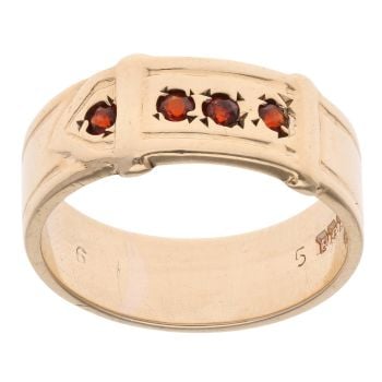 9ct Yellow Gold Garnet Buckle Ring