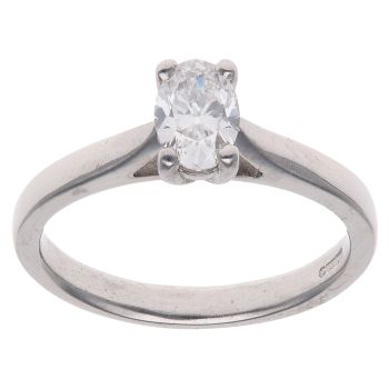 Platinum 0.41ct Oval Cut Diamond Solitaire Ring