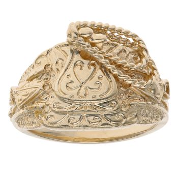 9ct Yellow Gold Patterned Saddle Ring