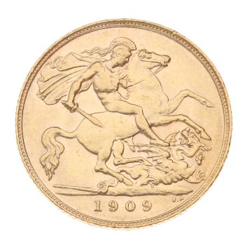 1909 Edward VII Large Head UK Half Sovereign Coin