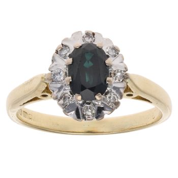 18ct Yellow Gold 0.08ct Diamond and Sapphire Cluster Ring
