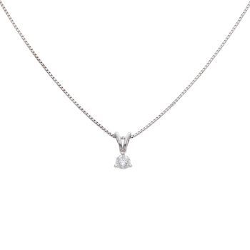 18ct White Gold 0.25ct Brilliant Cut Diamond Solitaire Pendant and Chain 16"