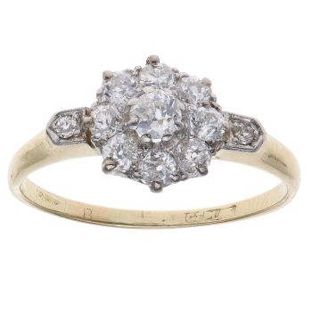 14ct Yellow Gold 0.70ct Brilliant Cut Diamond Cluster Ring