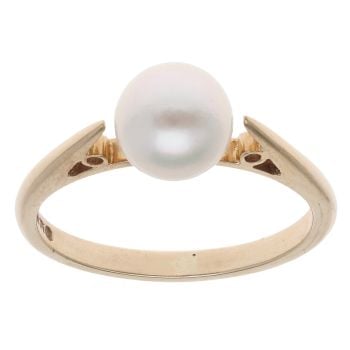 9ct Yellow Gold Pearl Single Stone Ring